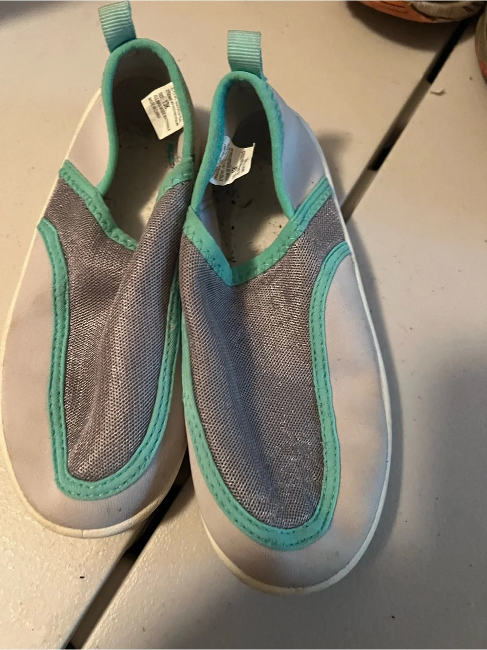 DSG Gray and Teal Slip-On Kids Water Shoes